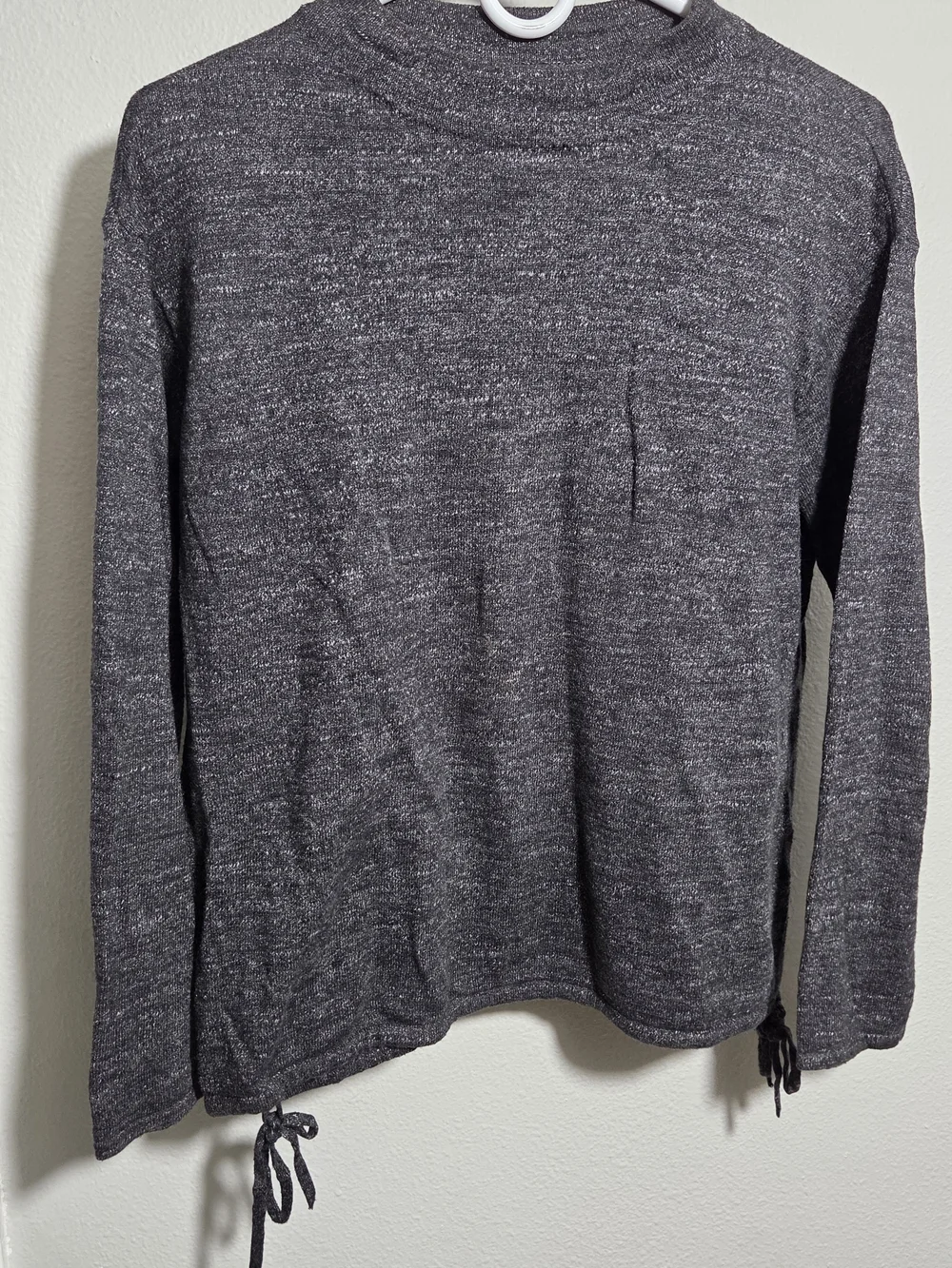 Pure Jill JJill Charcoal Gray Knit Sweater with Drawstring Small